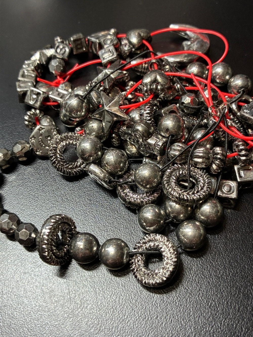 Assorted Silver-Tone plastic beads